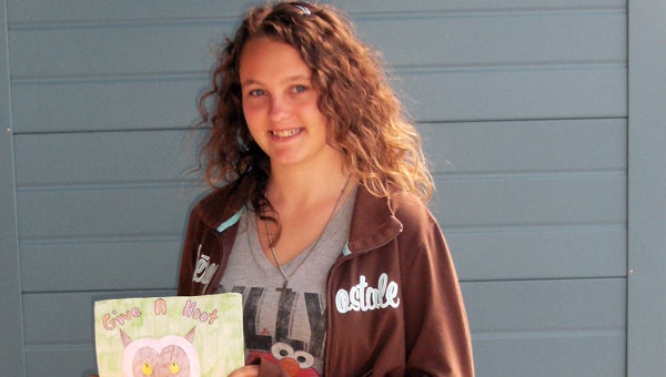 Ashley McInvale, a freshman at Georgiana School, was chosen as this year’s winner for the Healthy Kids “We Give a Hoot” T-shirt campaign for child abuse and neglect prevention month. (Submitted Photo)