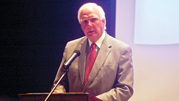 University of Alabama athletic director Mal Moore speaks at the Luverne Rotary Club's banquet in 2011.  The Dozier native died last Saturday.