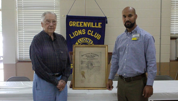 The Greenville Lions Club has recently celebrated its 85th anniversary.  The Lions Club was the first service club in Greenville and was founded on April 28, 1928. Representing the more than 80 years of Lions' local activities are Past District Governor Gene Hardin, a member since 1951, and President James Packer III, a member since 2010. (Advocate Staff/April Gregory)