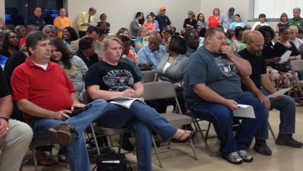 A near capacity crowd was on hand for Tuesday night's Butler County Board of Education meeting. (Advocate Staff/Andy Brown)