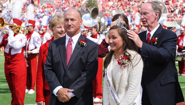 Greenville native Bella Wesley was crowned homecoming queen at the University of Alabama at halftime of Saturday’s win over Georgia State University. (Photo Courtesy of Jeffrey B. Hanson and the University of Alabama)