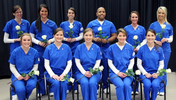LBW Community College in Opp recently recognized graduates of the Diagnostic Medical Sonography program with a pinning ceremony. Completing the program were, seated from left, Brooke Bryan of Troy; Taylor Robinson, Newton; Susie Beagles, Black; Courtney Lovett, Dothan; Jesse Brunson, Hartford; standing from left, Kellie Powell, Florala; Cayla Bennett, Greenville; Erin Joseph, Enterprise; Austin Crews, Eufaula; Nichole Williamson, Troy; and Brittani Phillips, Niceville, Fla. (Submitted Photo)