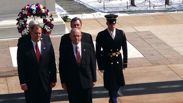 Dunklin and Daniels Funeral Home’s Don Daniels recently spent time in Washington, D.C. attending the 2014 National Funeral Directors Associations (NFDA) Advocacy Summit. While at the Summit, Daniels was one of four selected by the executive director of Funeral Home Association to visit the Tomb of the Unknown Soldier at Arlington National Cemetery. (Courtesy Photo)