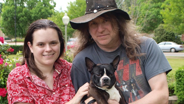 BCHS member Susanna Coleman and boyfriend Allen Johnson pose with Boston terrier Payton. Payton won “Best Smile” in the Pet Contest. (Photo by Angie Long)