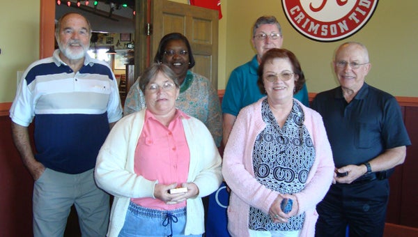 Covenant Hospice held its annual volunteer appreciation luncheon April 10 at David’s Catfish House in Brewton. At the luncheon, Greenville’s Anita Register was presented the Development Award. Pictured are, front row, from left to right, Jenny Kelley and Jo Downing. Back row, left to right, Derwood Mantel, Anita McCreary, Anita Register, and Ron Weinmann. (Submitted Photo)   