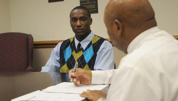 Greenville High School senior Terrail Snipes, along with 106 other seniors from Greenville High School, took part in a mock interview Thursday organized by the Butler County Commission for Economic Development and the Butler County School System. (Advocate Staff/Andy Brown) 