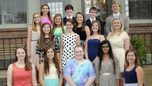 The Greenville Area Chamber of Commerce recently selected its Chamber Pages and Camellia Girls for 2014-15. Pictured are, front row, from left to right, Kathryn McGowin, Ashley Lynch, Shelby Sullivan, Saloni Patel and Paige Odom. Second row, Hannah Miller, Sellers Swann, Mary Glenn Fuller and Kendall Hays. Third row, Madison Ann Gaston, Sarah Elizabeth Owens and Jennifer Grace Arnold. Fourth row, Ashton Scott, Joseph Price, Evan Mixon and Caison Elliott. (Advocate Staff/Tracy Salter)