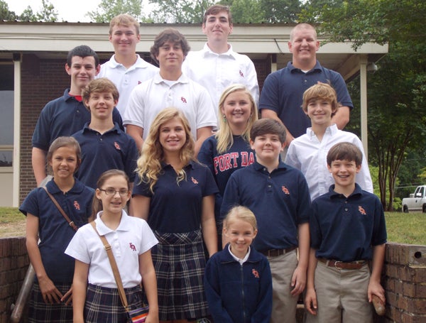 The Fort Dale Academy technology team claimed 17 individual awards at the Alabama Independent School Association Technology Fair. Pictured are, from left to right, first row, Jess Causey and Hannah Huggins. Second row, Alex Little, Cailyn Thompson, Hunter Teague and Samuel Sherling.  Third row,  William Sherling, Kendall Hays and Clay Thompson. Fourth row, Lance Powell, Caison Elliott, Cole Davis,  Kaleb Piggott and Larry Harold. Not Pictured, Zoe Brown. (Courtesy Photo)