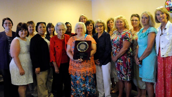 Alacare Home Health & Hospice held a retirement reception for Floyce Salter on May 22. Salter worked for Alacare for 12 years, and spent 21 years in the home health indsutry. Lisa Cortez, Joe Maxwell Dunklin, Annie Lou Lee, Floyce Salter, Oleta Smith, Janet Holt, Debra Pipkins, Susan Braden, Jana Tuck, Nancy Little, Brenda Trent, Julissa Bryant, Tina Luker, Beth French, Cindy Pierce, and Donna Thrower.  (Advocate Staff/Tracy Salter)