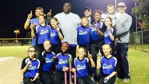 Marvin Barginere (back row, center-left) began a travel softball team in July that has since blossomed into a successful unit of 12 players ranging from ages 8-12.  Tryouts for the upcoming season is set for Nov. 8 at Turner Park in Luverne, beginning at 9 a.m. 
