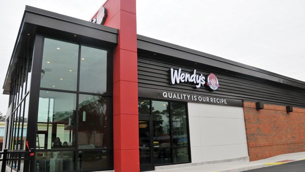 The new Wendy’s features a contemporary exterior-designed look called the “Red Wall.” | ADVOCATE STAFF / ANDREW GARNER