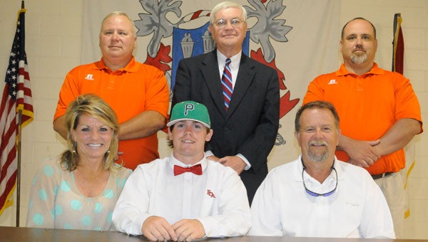 Fort Dale standout Drake Cabe signed a baseball scholarship with Pensacola State Community College.  Cabe celebrated the occasion with his parents, Annette and David Cabe, FDA Headmaster David Brantley, James “Speed” Sampley and Clint Lowery.