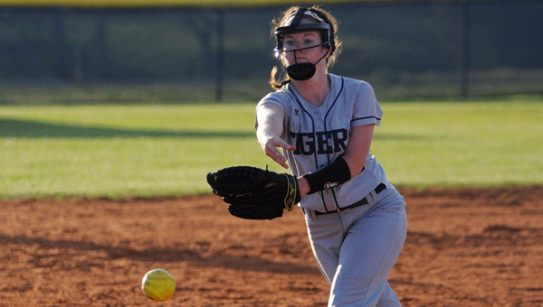 McKenzie senior Paige Odom took charge from the circle Tuesday alongside junior Kaitlyn Padgett during the Lady Tigers’ thrilling eighth-inning 13-12 victory over the Georgiana Lady Panthers.
