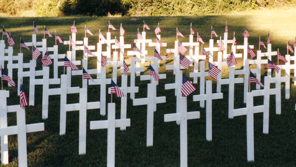 When the Veterans Memorial Park was first established, a small, white cross stood to represent each fallen Crenshaw County veteran.  A total of 78 crosses were present in the park. 