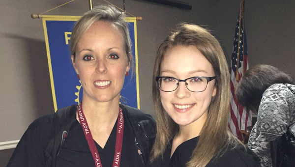 After rigorously preparing her application to the University of Alabama’s Rural Health Scholars Program, Megan Hudson (right) was notified that she was one of 25 students accepted statewide. Pictured with Hudson is Becky Cornelius, health science instructor for Crenshaw County Schools. 