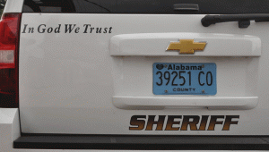 The new decals will adorn all 14 county Sheriff’s Office vehicles. (Photo by Beth Hyatt) 