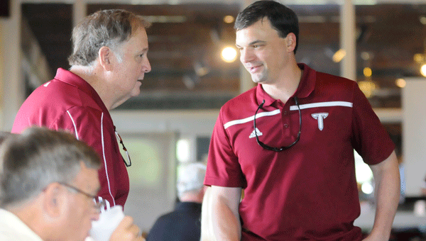 Troy University head football coach Neal Brown chatted with Greenville locals during Thursday’s Trojan Tour event at Cambrian Ridge.