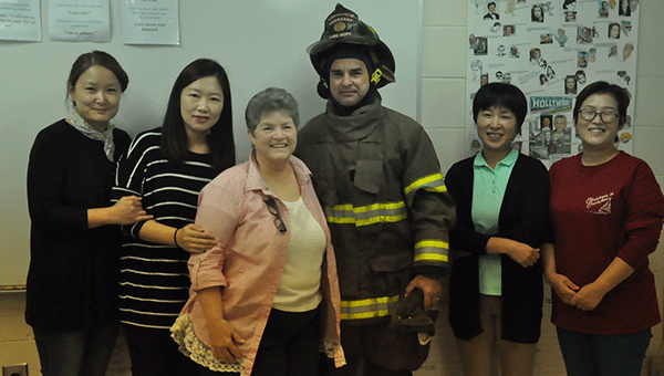 Greenville Fire Department Captain Mickey Norman paid a visit to the LBW Luverne Center’s English as a Second Language (ESL) class on Tuesday to share information regarding Fire Prevention Week (Photo by Beth Hyatt). 
