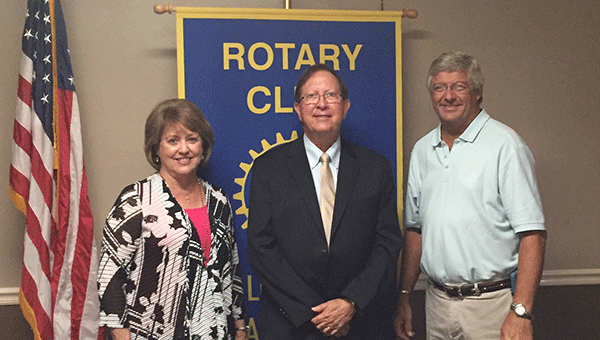 Pictured, from left to right, are  Ann Tate, Mayor Dr. Pat Walker and Luverne Rotary Club President Danny Rolling (Photo by Beth Hyatt). 
