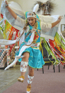 : Pictured is Summer Stephens performing the traditional Creek Indian Fancy Shawl Dance at the LWB Luverne Center’s annual Multicultural Celebration (Photo by Beth Hyatt). 