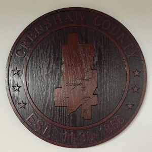 Pictured is the Crenshaw County seal, located in the Crenshaw County Courthouse in Luverne. 