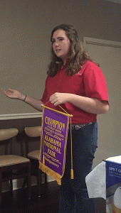 Pictured is Cameron Catrett speaking at the Luverne Rotary Club. 