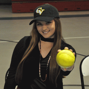 CCA senior Katlyn Gamble readies for her first season playing softball as a Lady Cougar. 