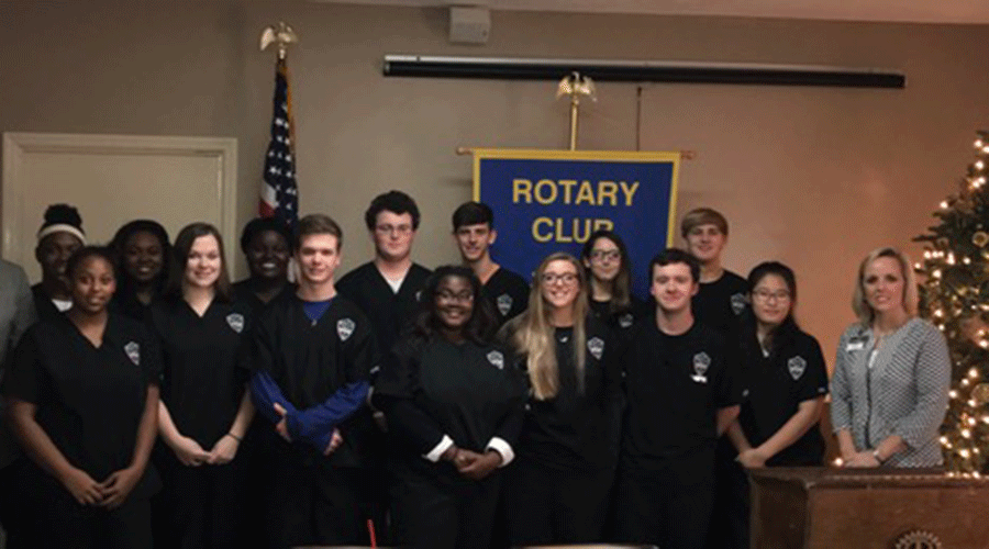 Students from the Crenshaw County Health Occupations Students of  America (HOSA) and their advisor Becky Cornelius, health science teacher for Crenshaw County Schools,  paid a visit to the Luverne Rotary Club on Monday to share their experiences with HOSA. 