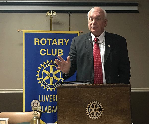 Pictured is Jim Perdue, commissioner for the Alabama Department of Mental Health and former Probate Judge of Crenshaw County. Perdue served as the guest speaker at the Luverne Rotary Club this week.. 